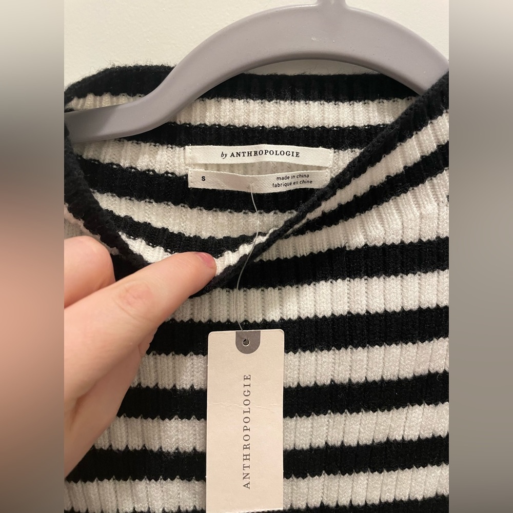 Anthropologie Black and White Striped Ribbed Sweater - Picture 2 of 3